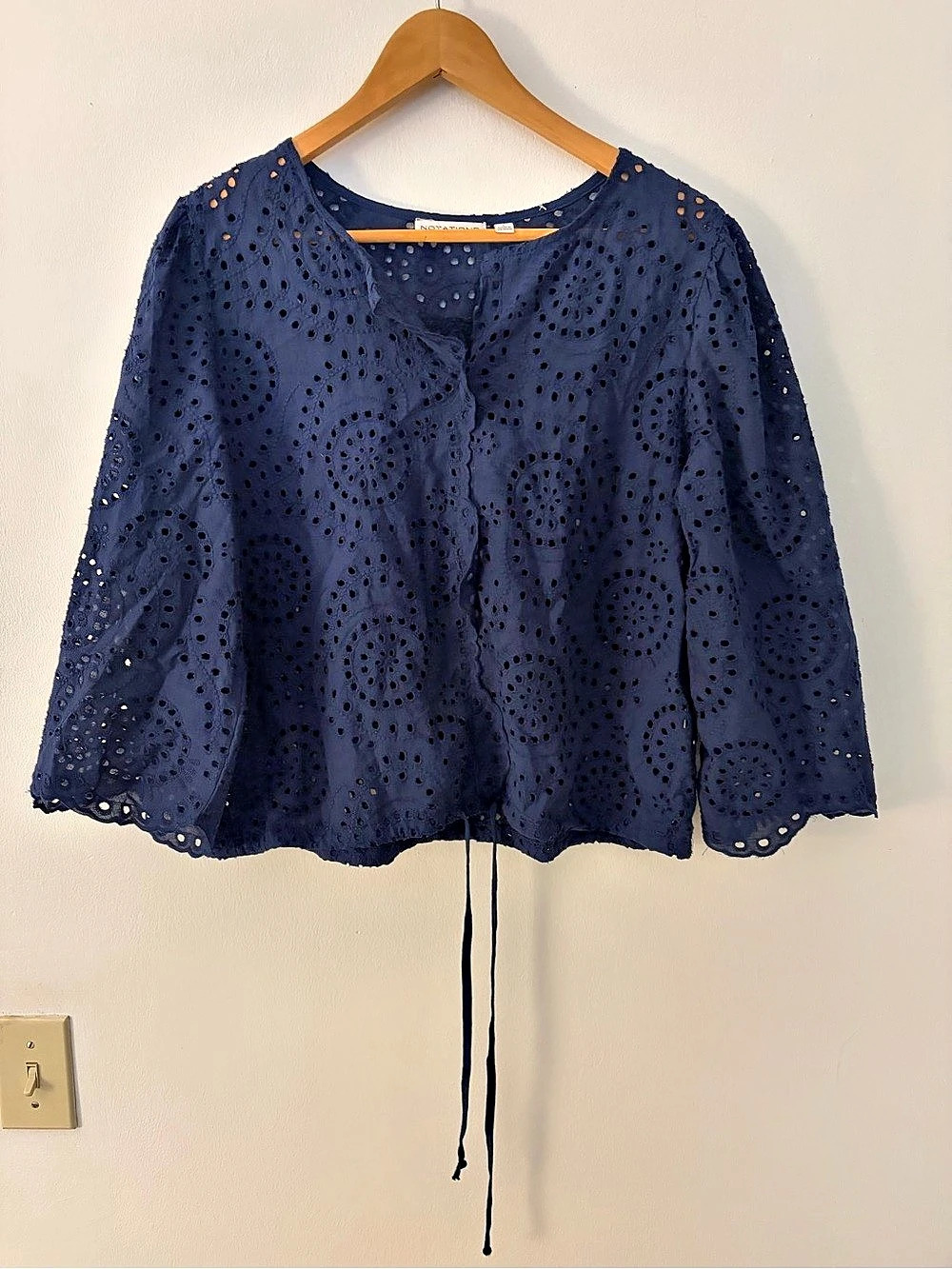 Notations Eyelet Blouse in Blue Like New